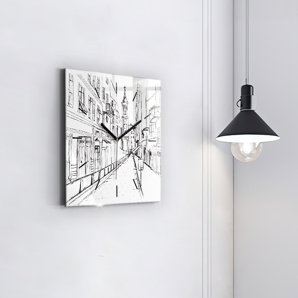 Square wall clock Drawing of the city of Provence
