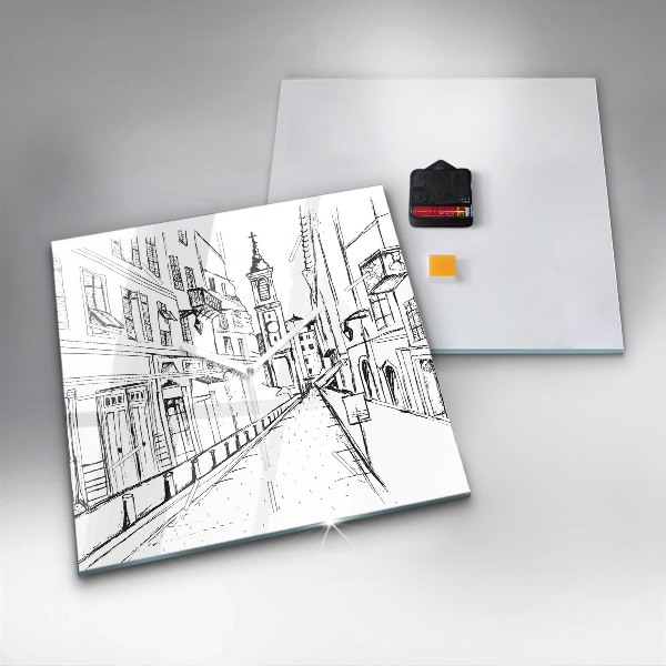 Square wall clock Drawing of the city of Provence