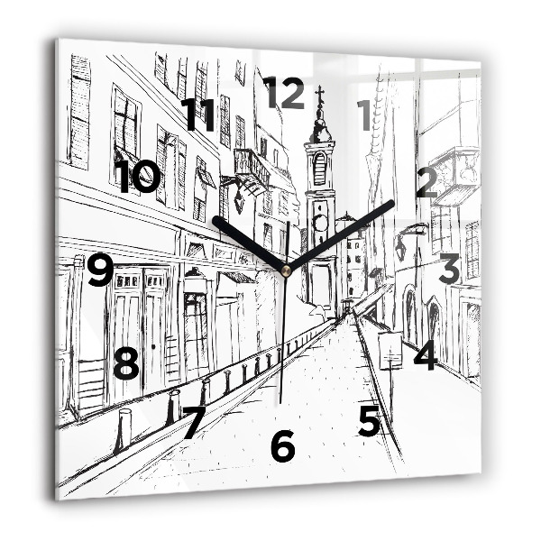 Square wall clock Drawing of the city of Provence
