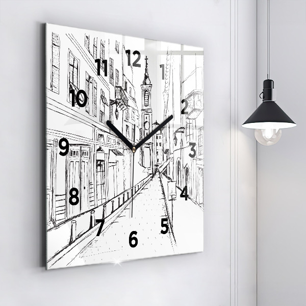 Square wall clock Drawing of the city of Provence