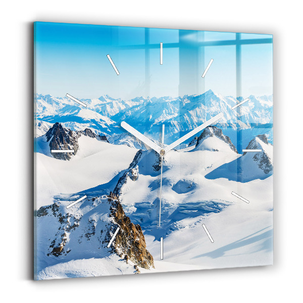 Square wall clock Skier in the Alps