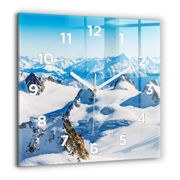Square wall clock Skier in the Alps