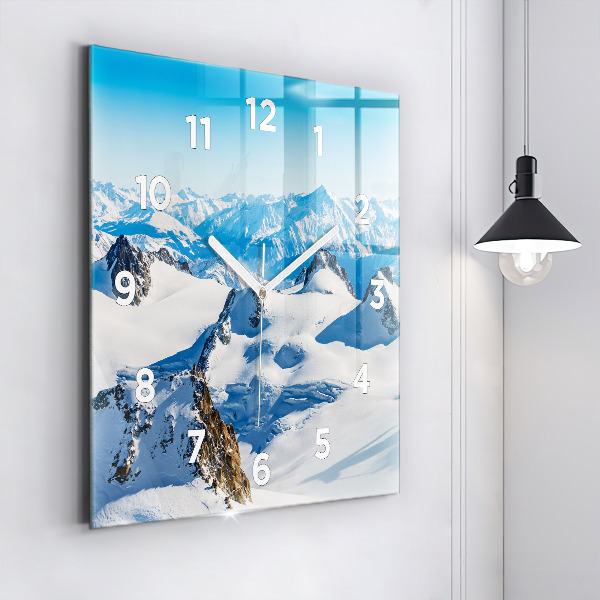 Square wall clock Skier in the Alps