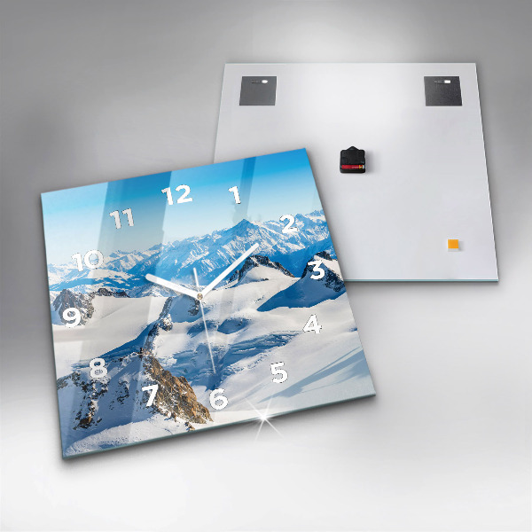 Square wall clock Skier in the Alps