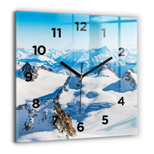 Square wall clock Skier in the Alps