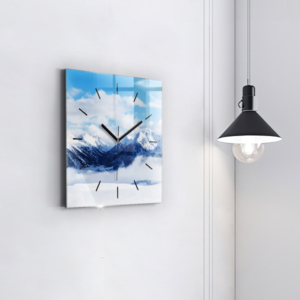 Square wall clock Mountain panorama