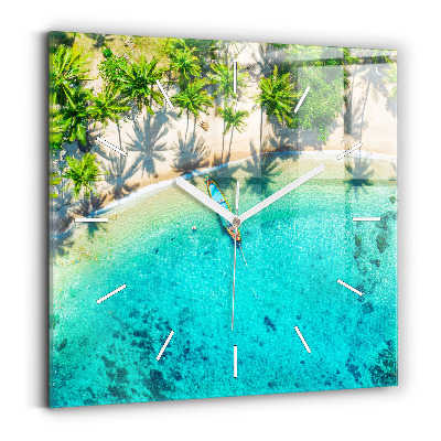 Square wall clock Tropical beach Koh Tao