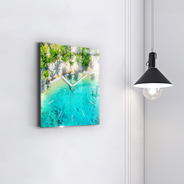 Square wall clock Tropical beach Koh Tao