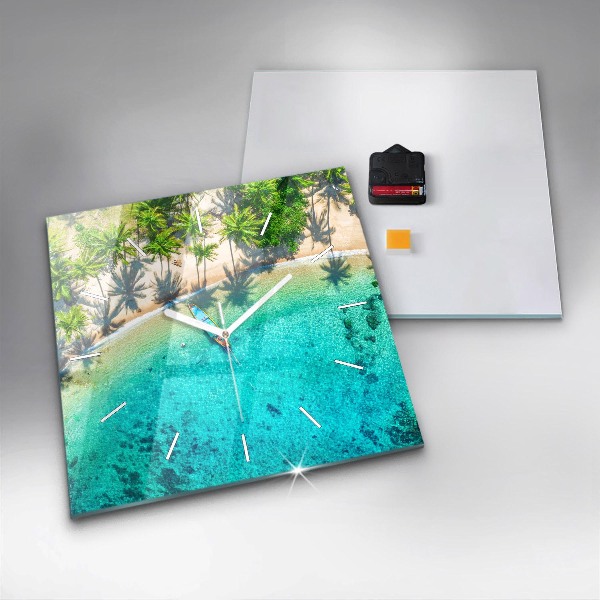 Square wall clock Tropical beach Koh Tao