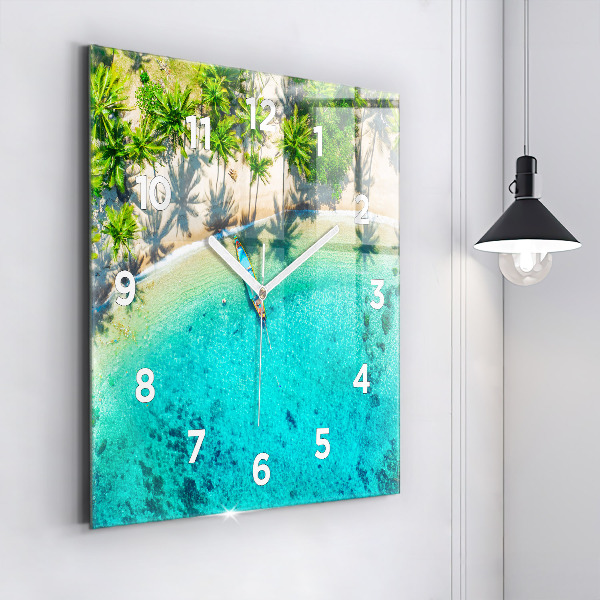 Square wall clock Tropical beach Koh Tao