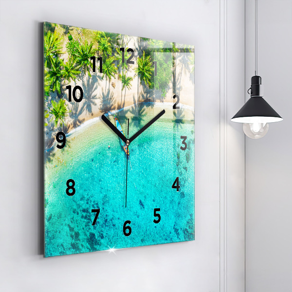 Square wall clock Tropical beach Koh Tao