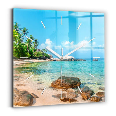 Square wall clock Beautiful beach in Thailand