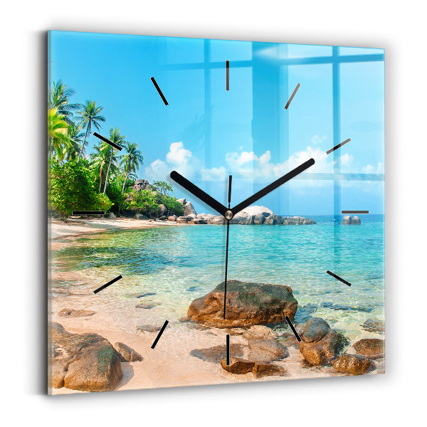 Square wall clock Beautiful beach in Thailand