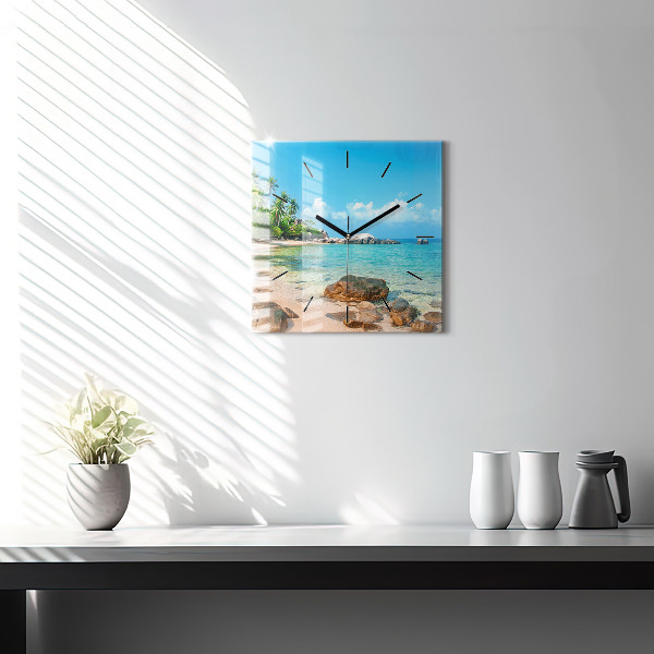 Square wall clock Beautiful beach in Thailand
