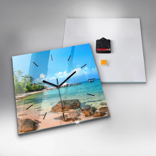 Square wall clock Beautiful beach in Thailand