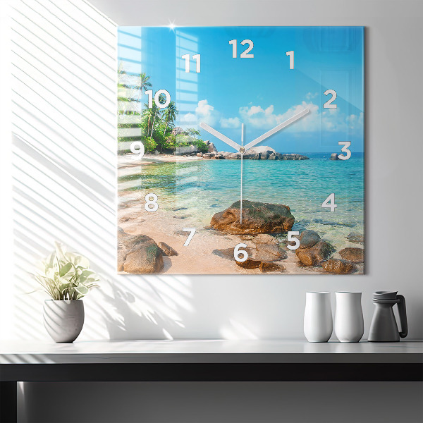 Square wall clock Beautiful beach in Thailand