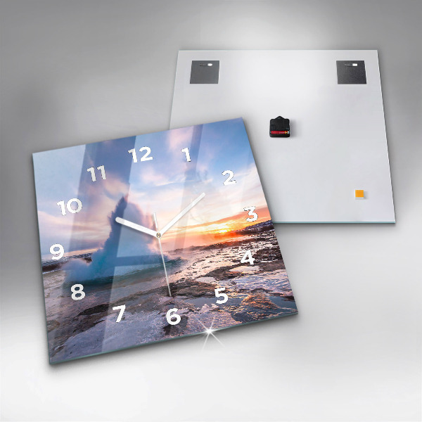 Square wall clock Geyser on the island of Iceland