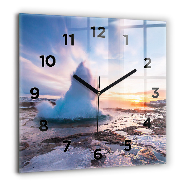 Square wall clock Geyser on the island of Iceland