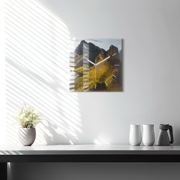 Square wall clock Road in Iceland