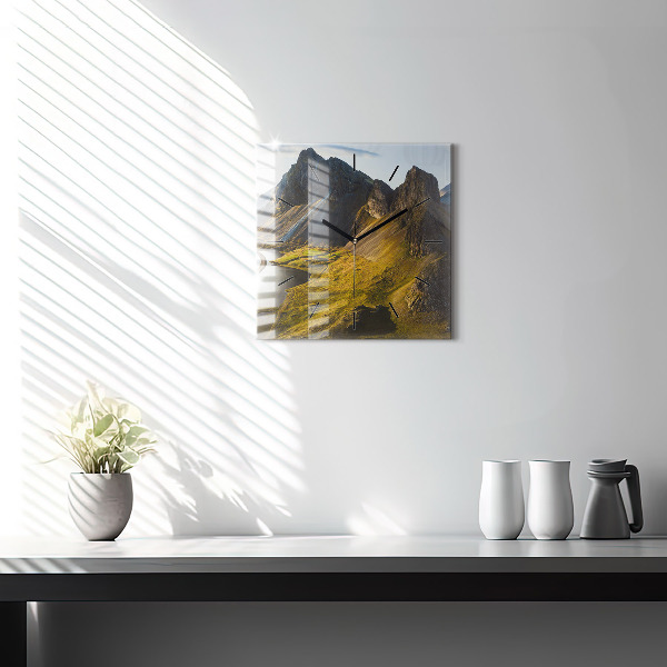 Square wall clock Road in Iceland