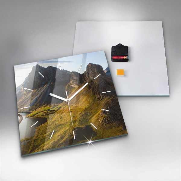 Square wall clock Road in Iceland