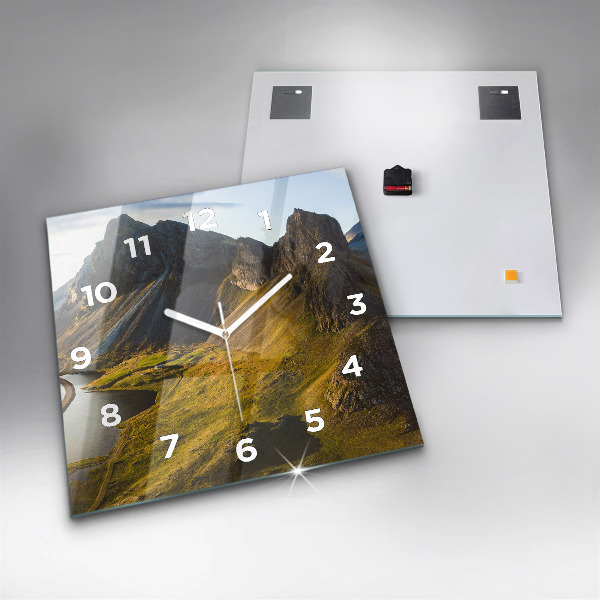 Square wall clock Road in Iceland