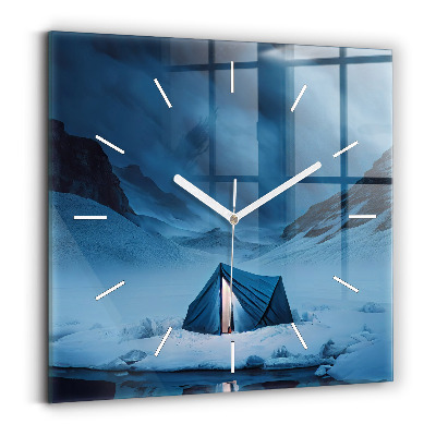 Square wall clock Tent in the mountains of Iceland