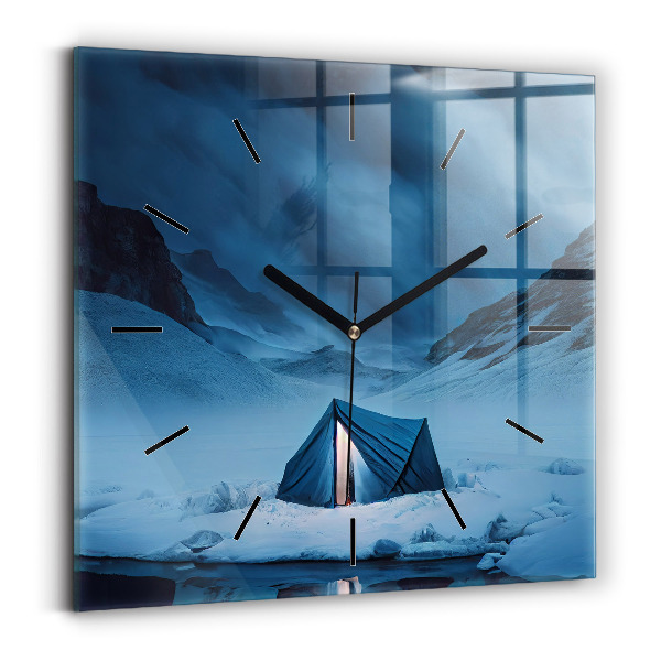 Square wall clock Tent in the mountains of Iceland