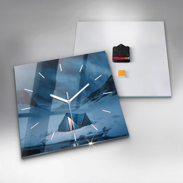 Square wall clock Tent in the mountains of Iceland