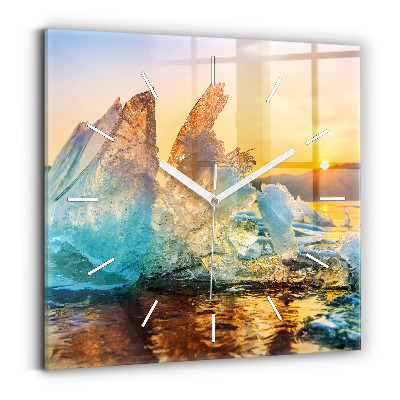 Square wall clock Iceberg and sunrise
