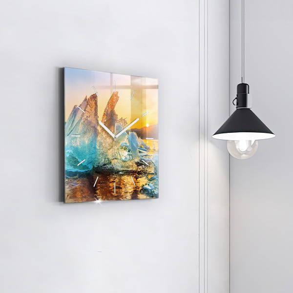 Square wall clock Iceberg and sunrise