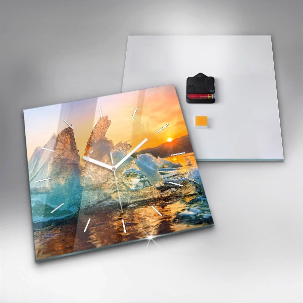 Square wall clock Iceberg and sunrise