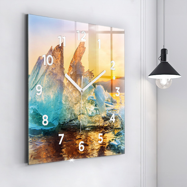 Square wall clock Iceberg and sunrise