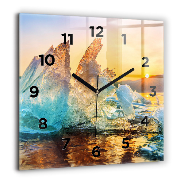 Square wall clock Iceberg and sunrise