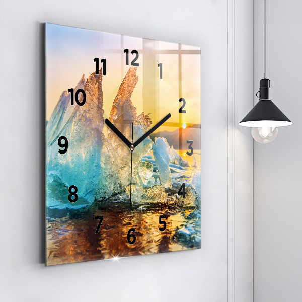 Square wall clock Iceberg and sunrise