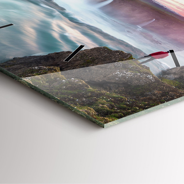 Square wall clock Landscape with a waterfall