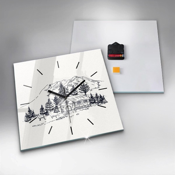 Square wall clock Cartoon town