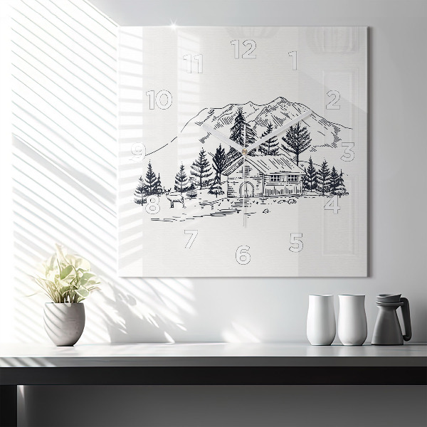 Square wall clock Cartoon town