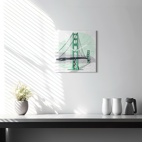 Square wall clock Green Bridge