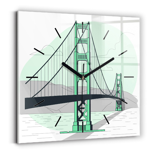 Square wall clock Green Bridge