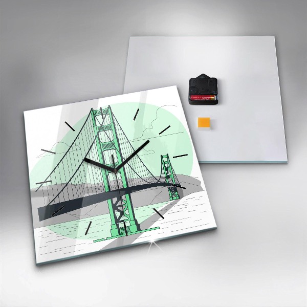 Square wall clock Green Bridge