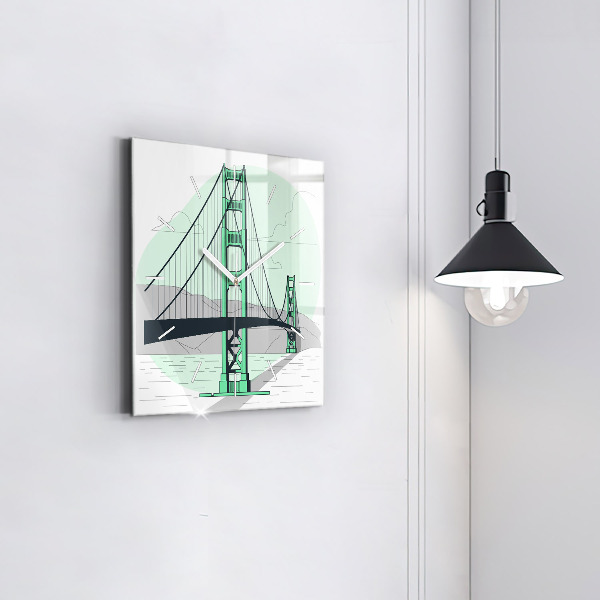 Square wall clock Green Bridge