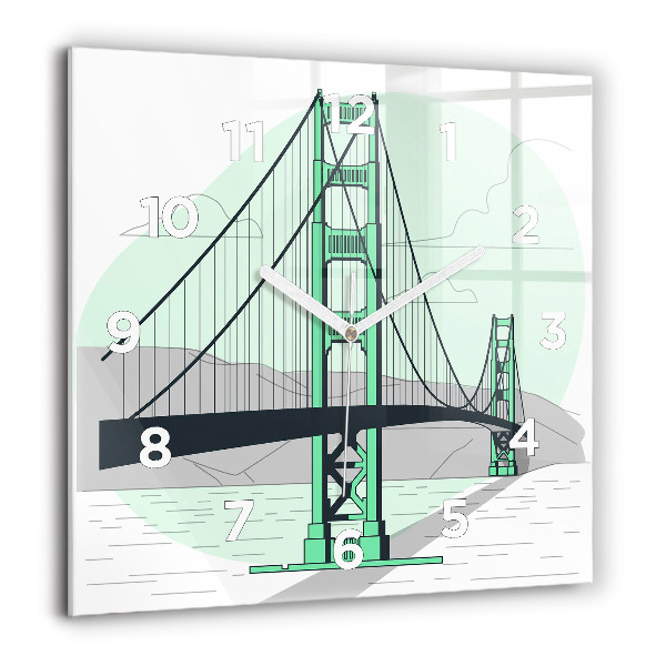 Square wall clock Green Bridge