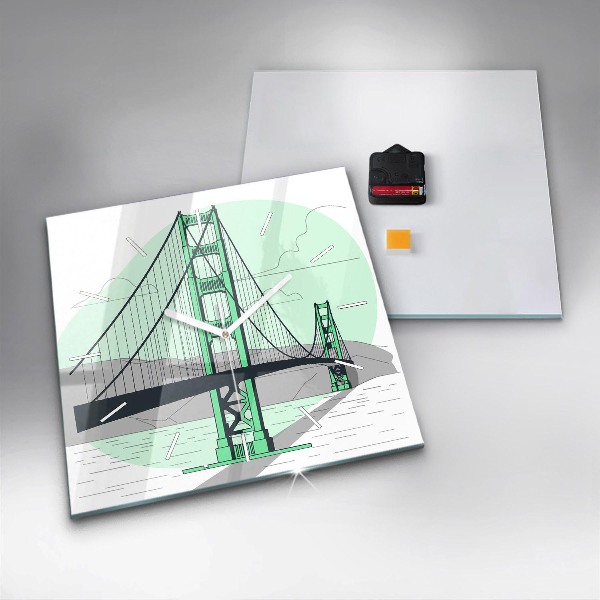 Square wall clock Green Bridge