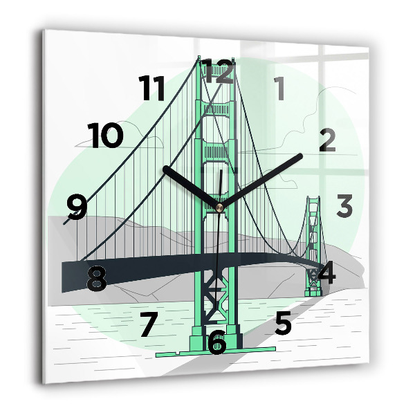 Square wall clock Green Bridge