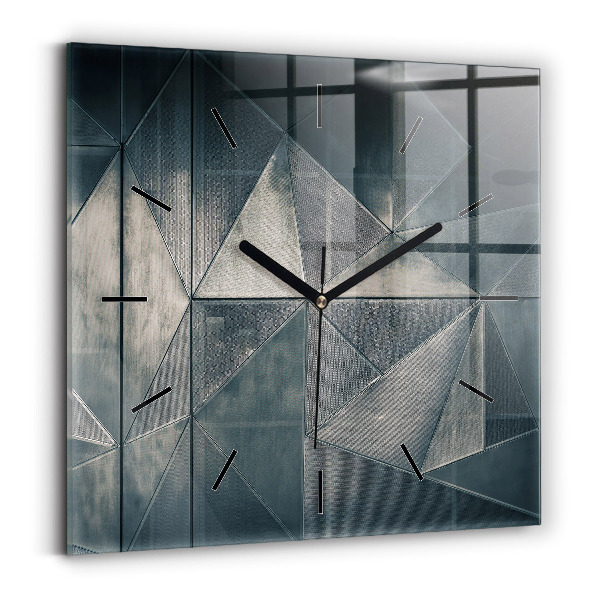 Square wall clock Metal abstract triangles