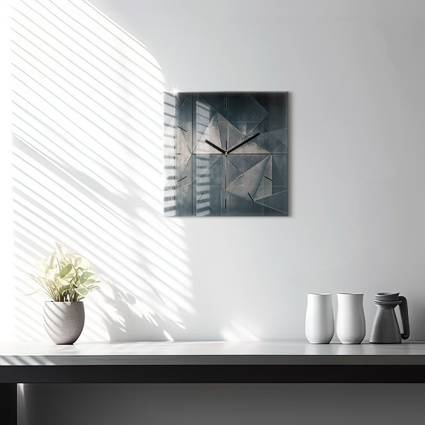 Square wall clock Metal abstract triangles