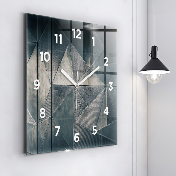 Square wall clock Metal abstract triangles
