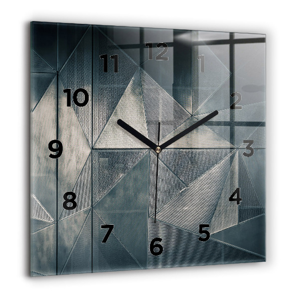 Square wall clock Metal abstract triangles