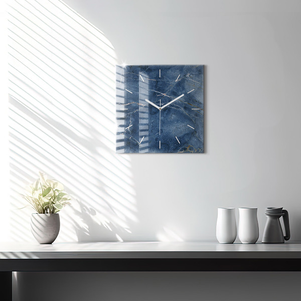 Square wall clock Blue marble texture